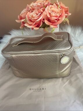 BVLGARI Metallic Gold Cosmetic Train Case